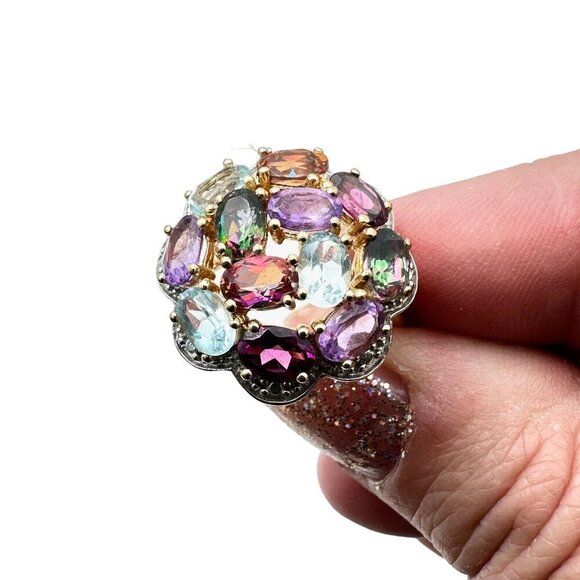 CID Clyde Duneier Womens Ring Sterling Silver Multi Gemstone Alexandrite Size 9 - Picture 5 of 10